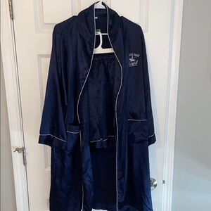 Navy Blue Men’s Satin Robe and Shorts